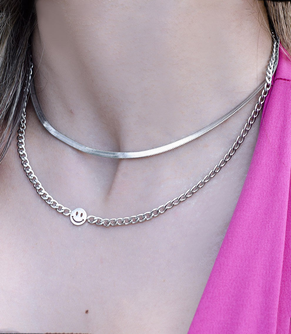 Flat snake chain zilverkleurig