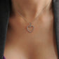 Ketting open hart met strass zilverkleurig