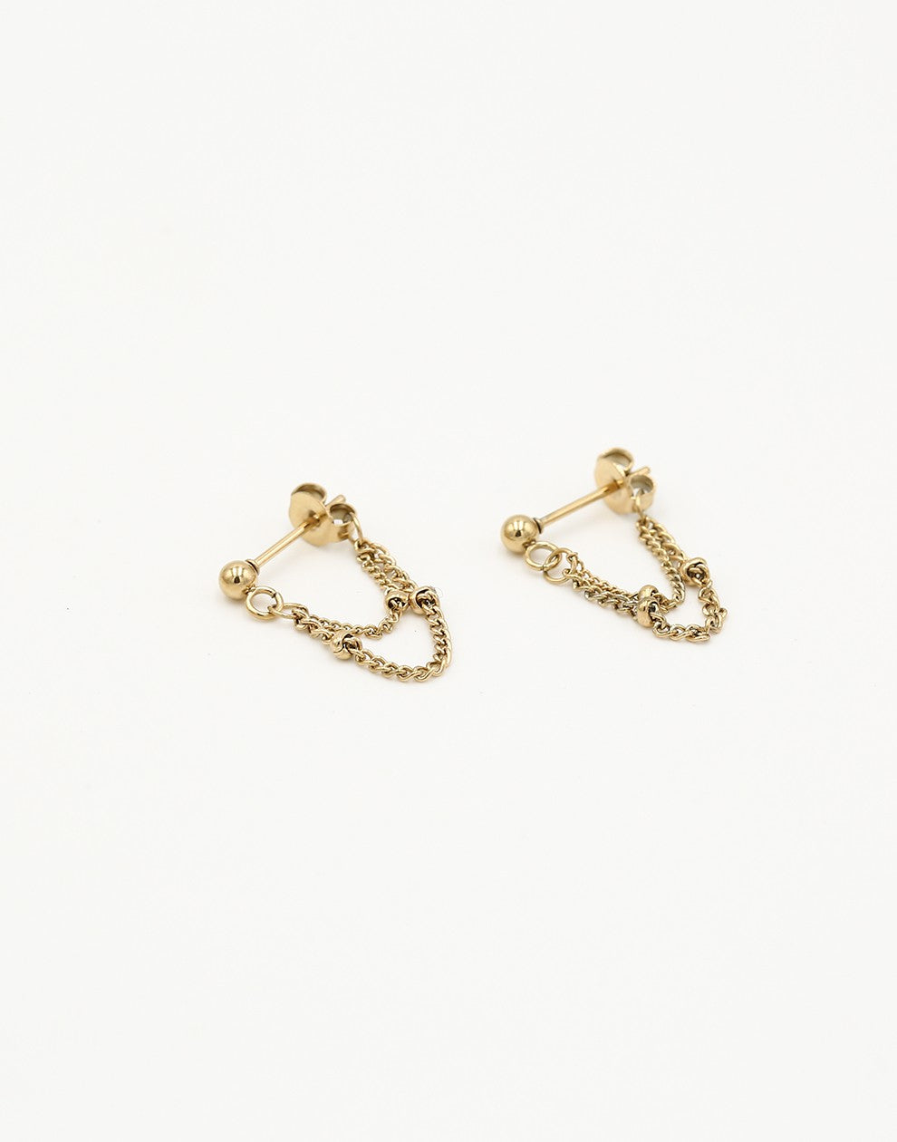 Oorsteker ketting bolletje goudkleurig