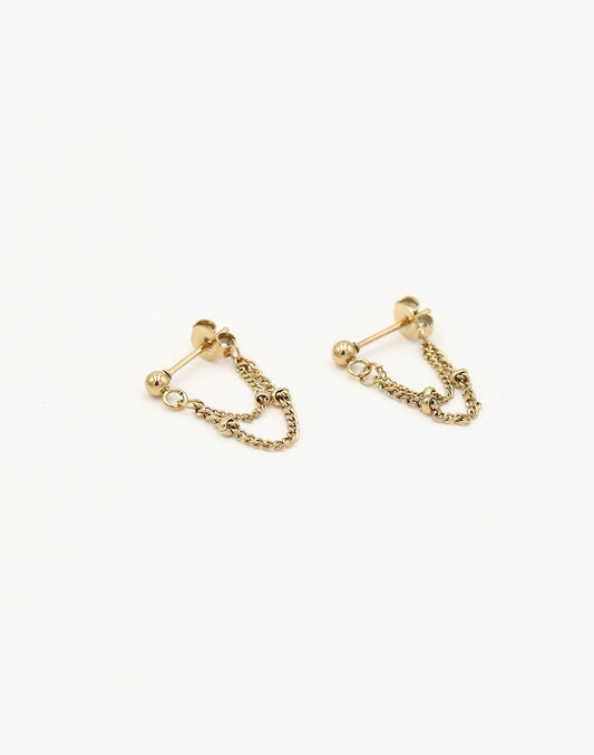 Oorsteker ketting bolletje goudkleurig
