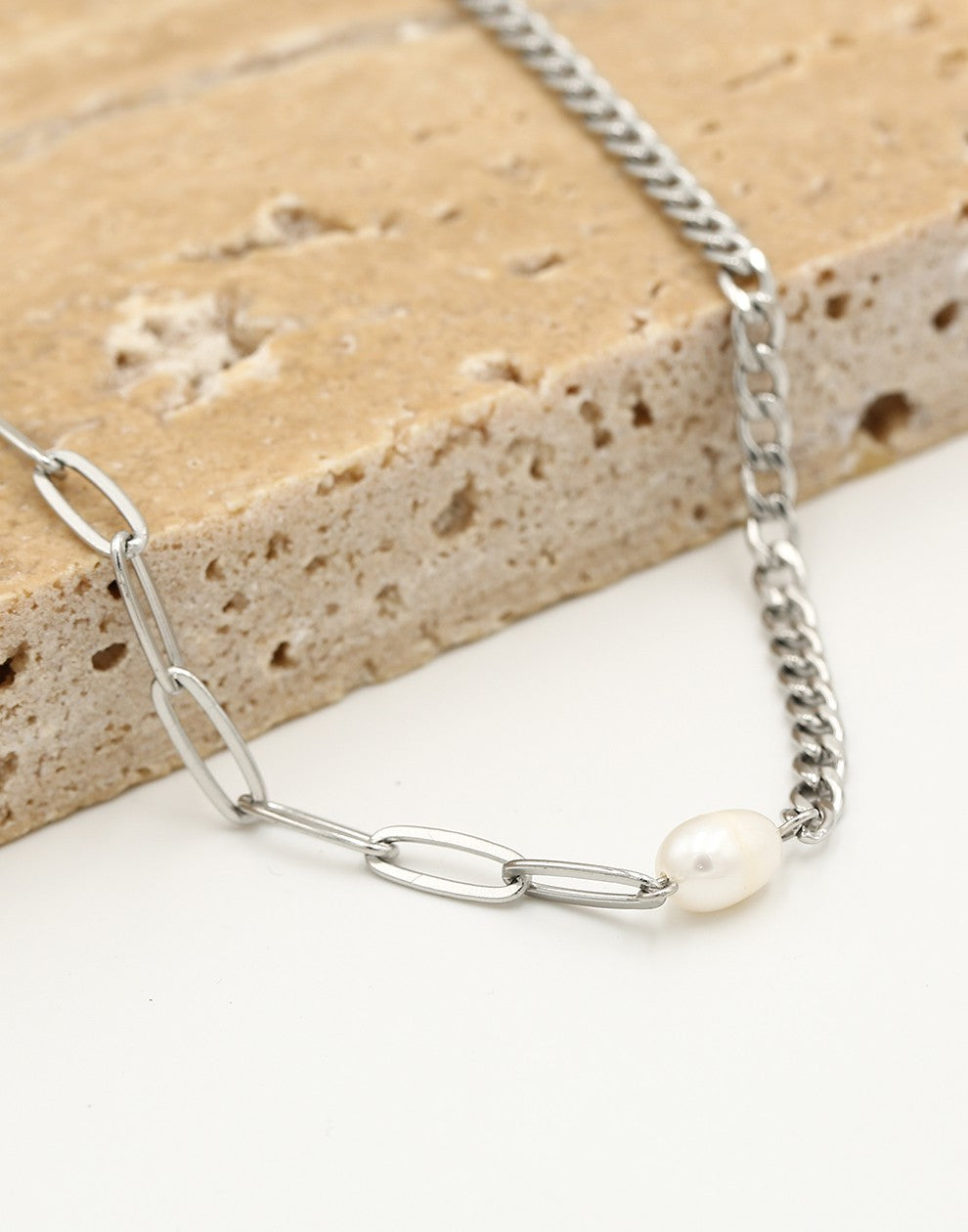Schakelketting parel zilverkleurig