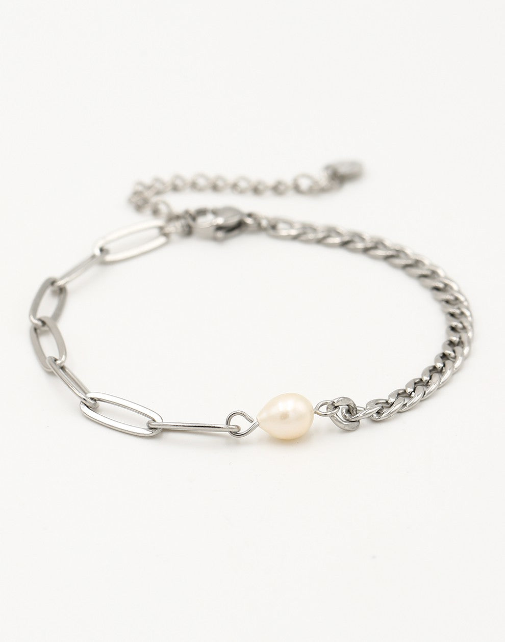 Schakelarmband parel zilverkleurig