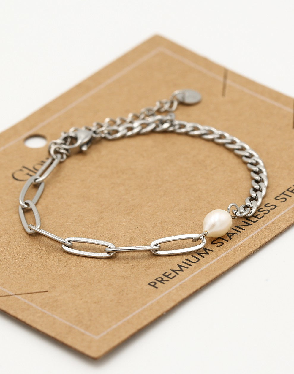 Schakelarmband parel zilverkleurig