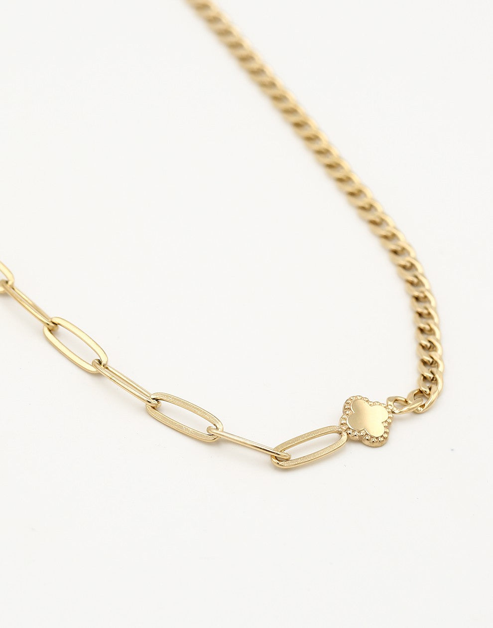 Ketting klaver goudkleurig