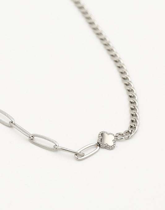 Ketting klaver zilverkleurig