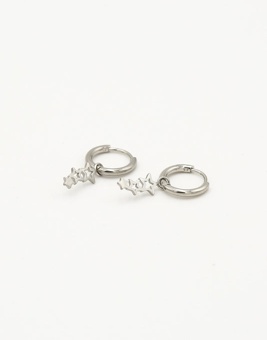 Silver-colored star earrings