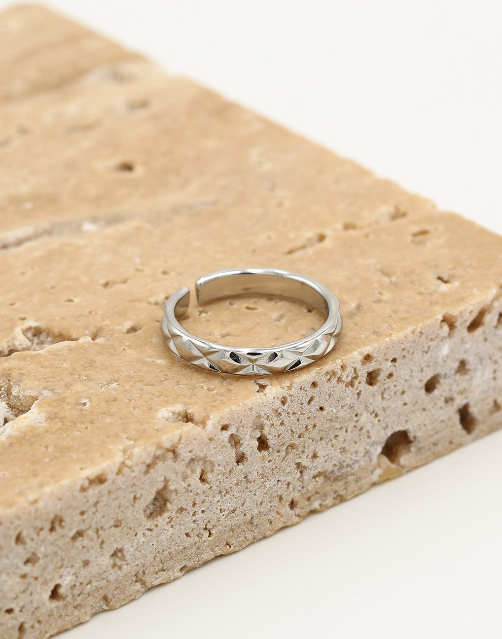 Ring ruitjes zilverkleurig