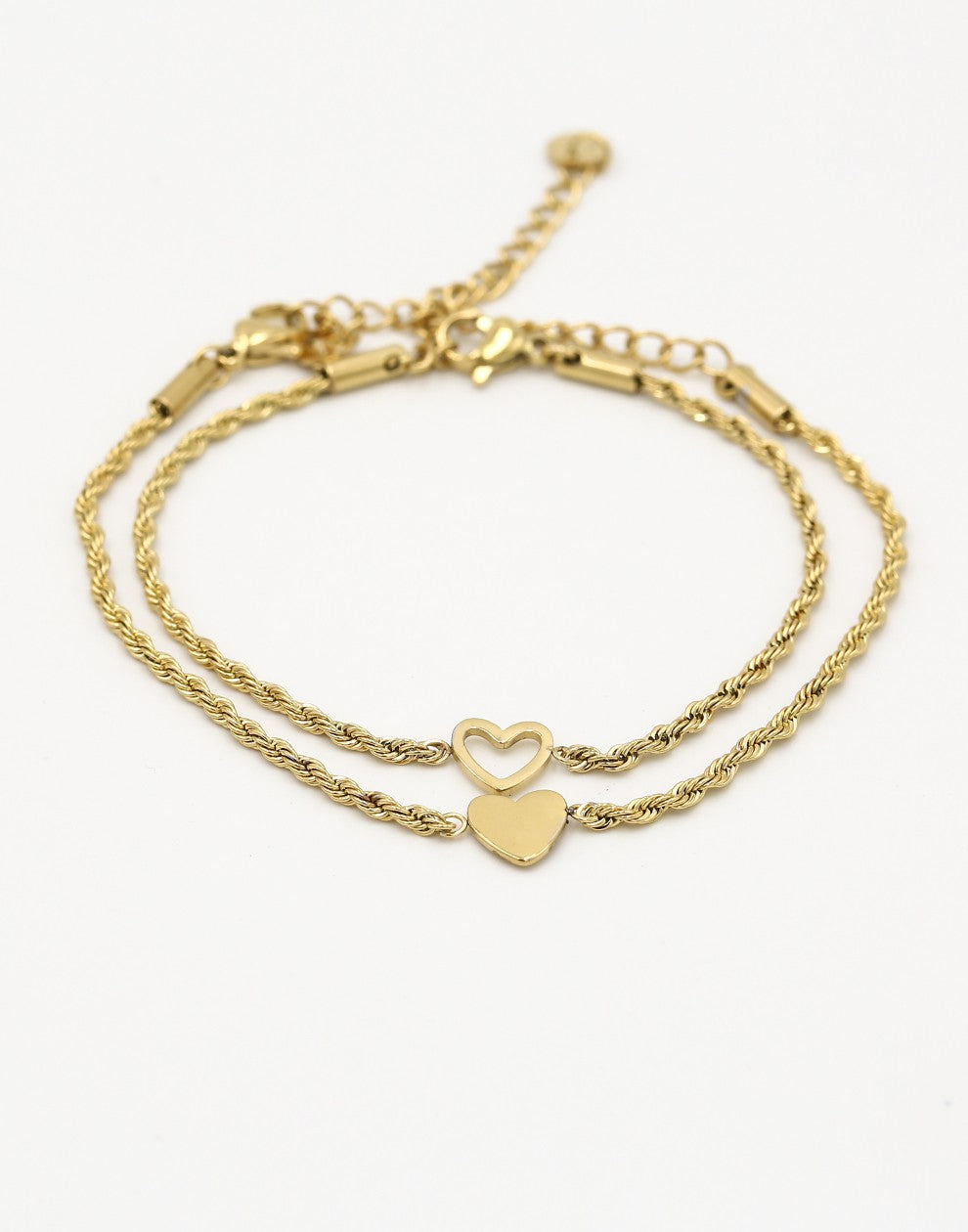 Armbanden set hartjes goudkleurig