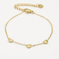Armband drie hartjes goudkleurig