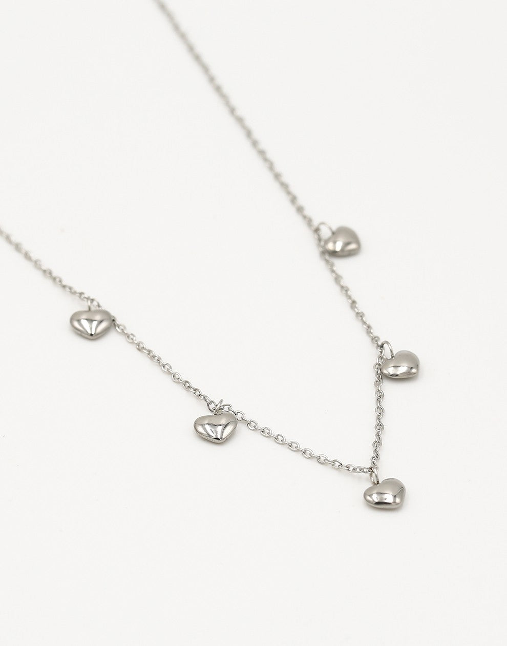Ketting hartjes multi zilverkleurig