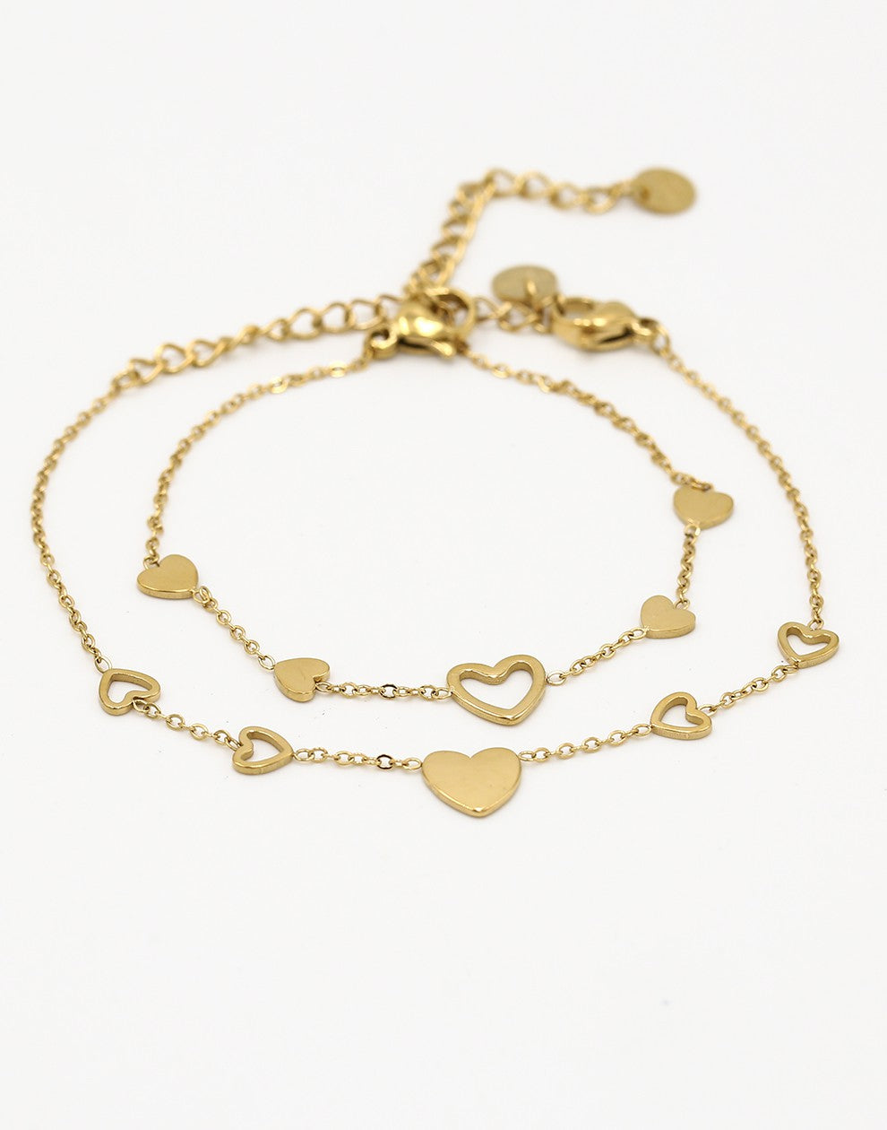 Armbanden vriendschapset hartjes goudkleurig