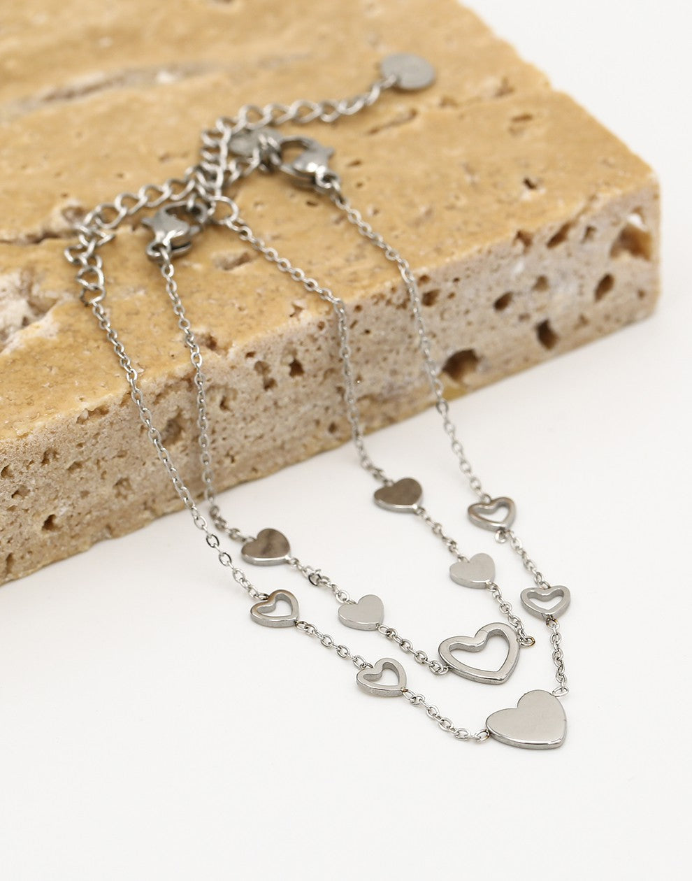 Armbanden vriendschapset hartjes zilverkleurig