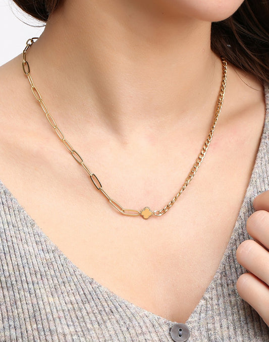 Ketting klaver goudkleurig