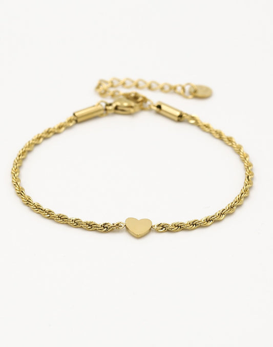 Armband gedraaid met hartje goudkleurig