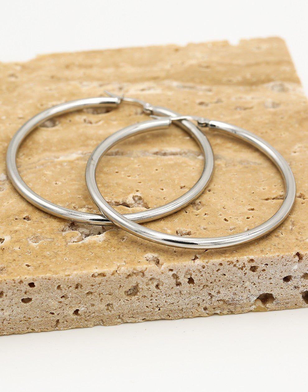 Oorringen hoops zilverkleurig 50mm