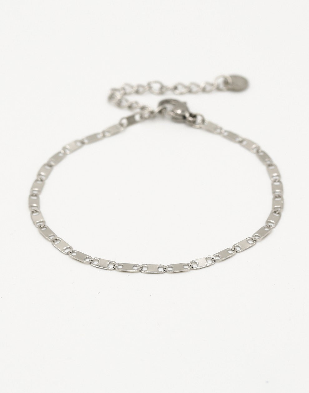 Armband platte schakels zilverkleurig