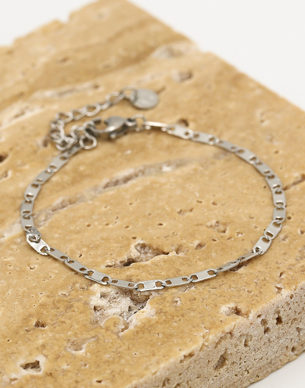 Armband platte schakels zilverkleurig