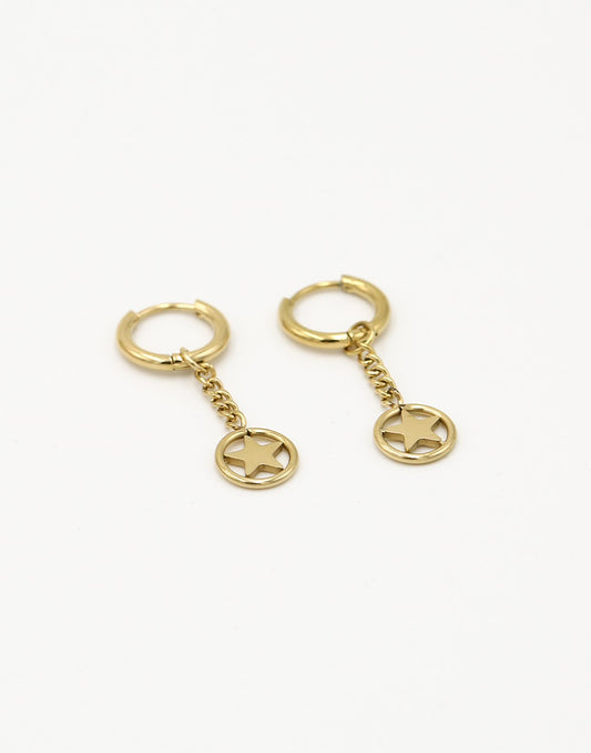 Oorringen ster hanger goudkleurig