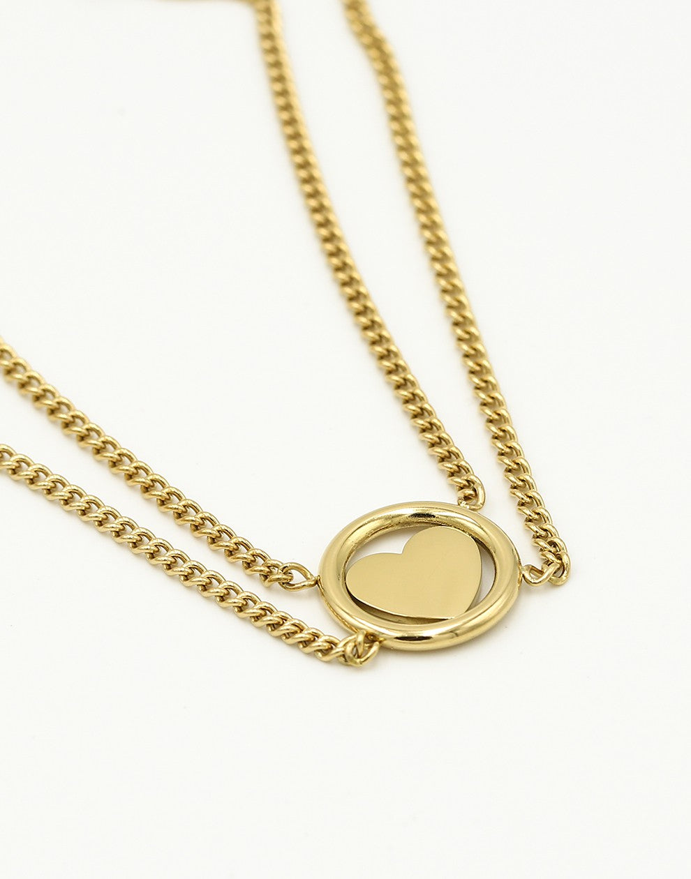 Ketting hart dubbel goudkleurig