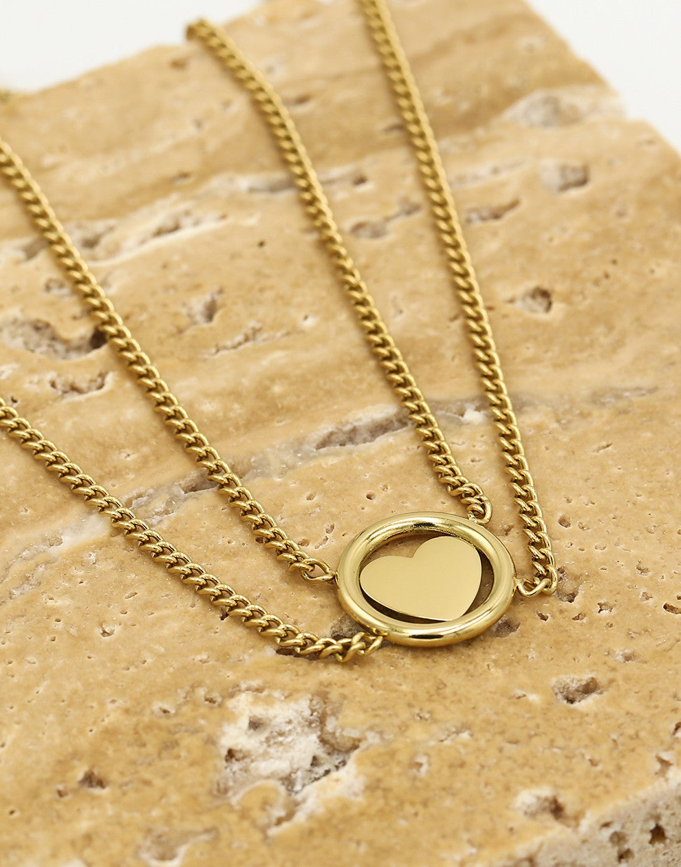 Ketting hart dubbel goudkleurig