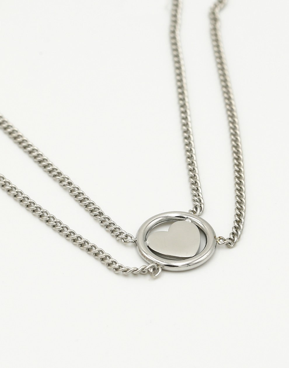 Ketting hart dubbel zilverkleurig