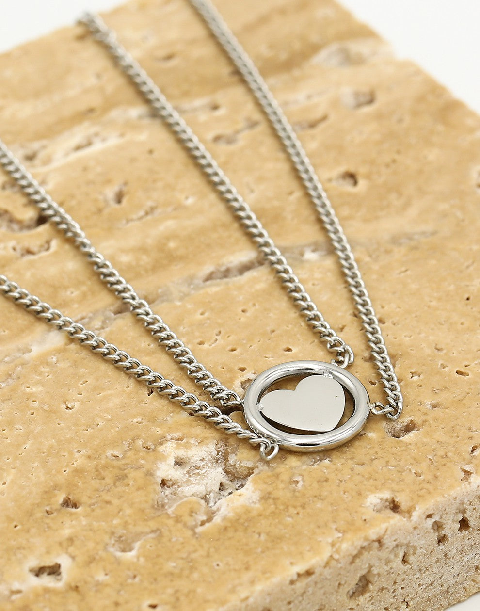 Ketting hart dubbel zilverkleurig