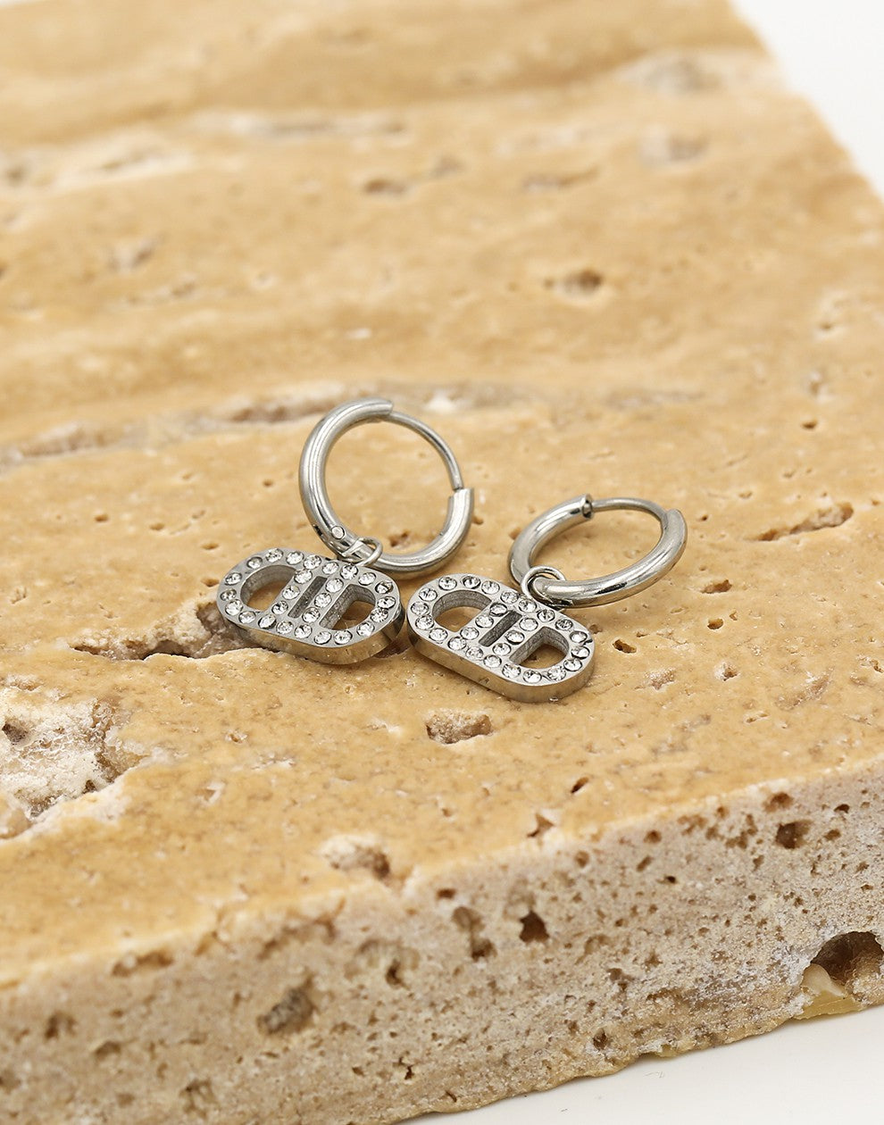 Oorringen Goodlife strass zilverkleurig