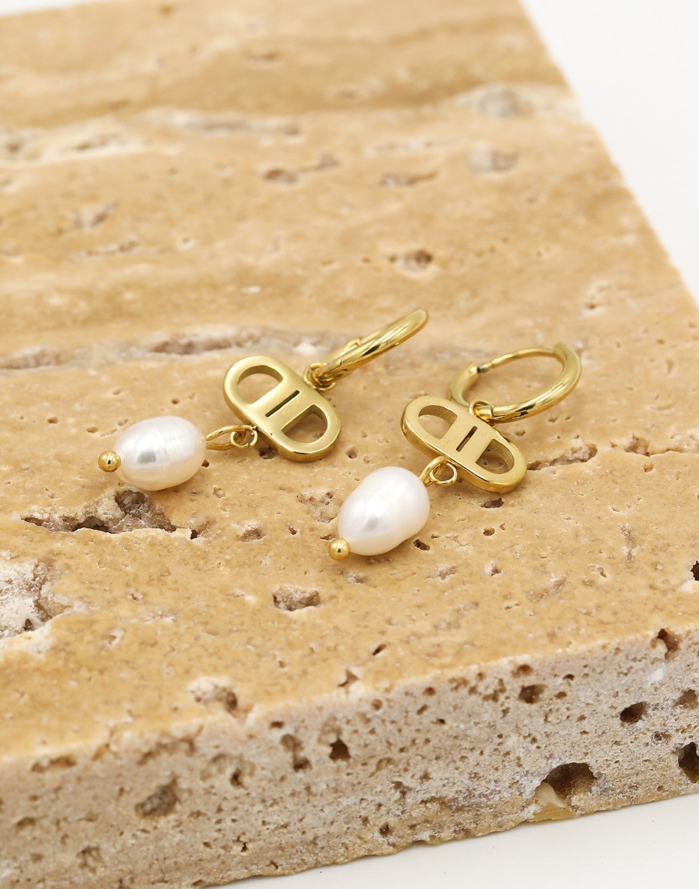 Oorringen Goodlife parel goudkleurig