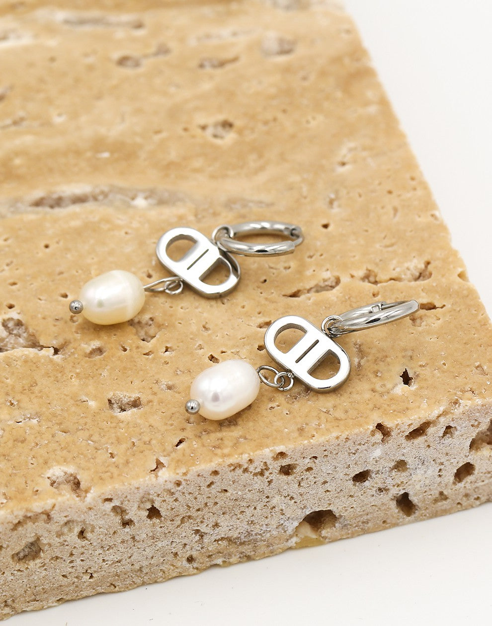 Oorringen Goodlife parel zilverkleurig