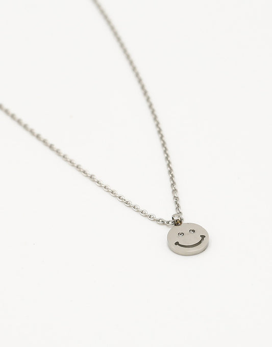 ketting smiley hanger zilverkleurig