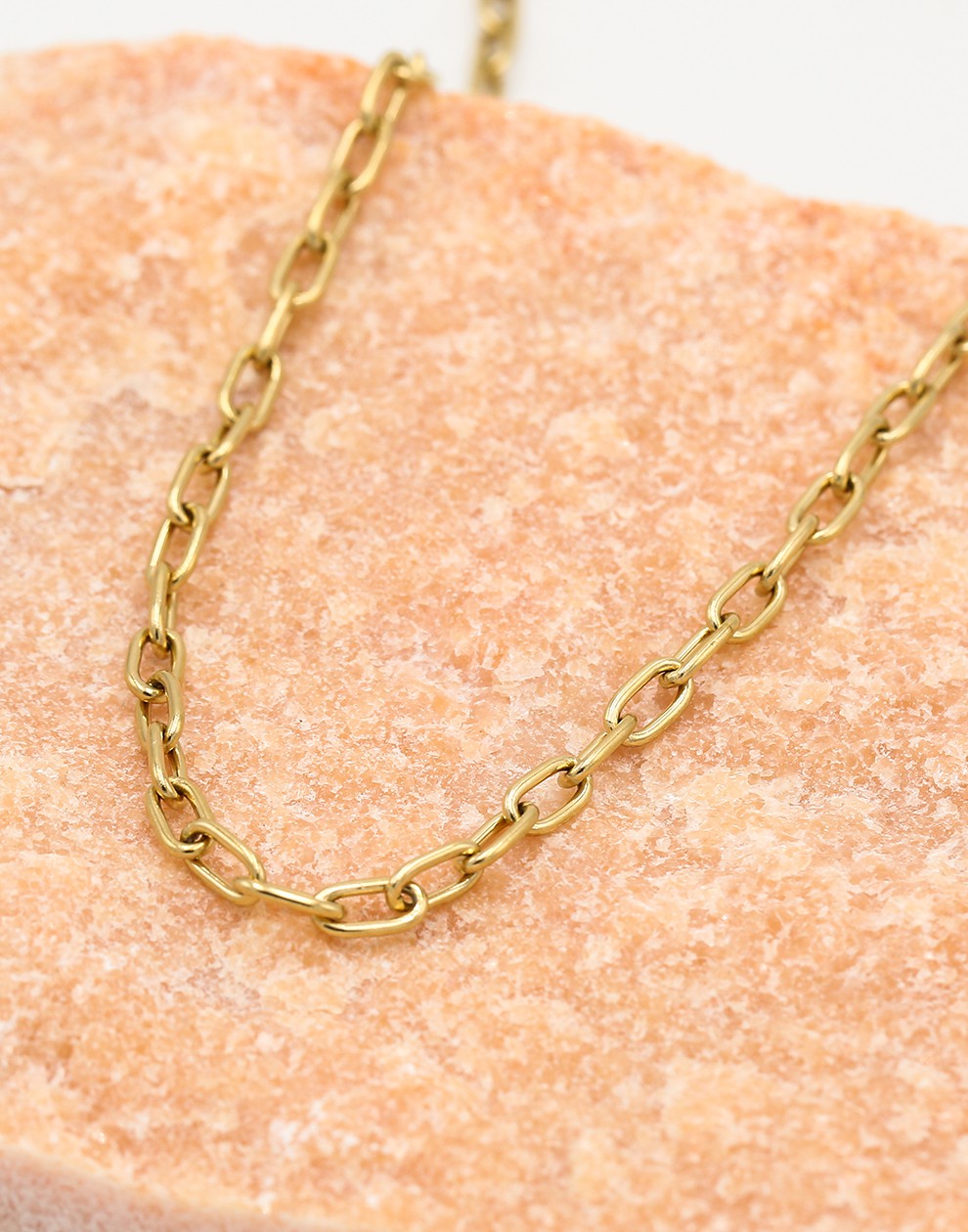 Paperclip mini schakelketting goudkleurig