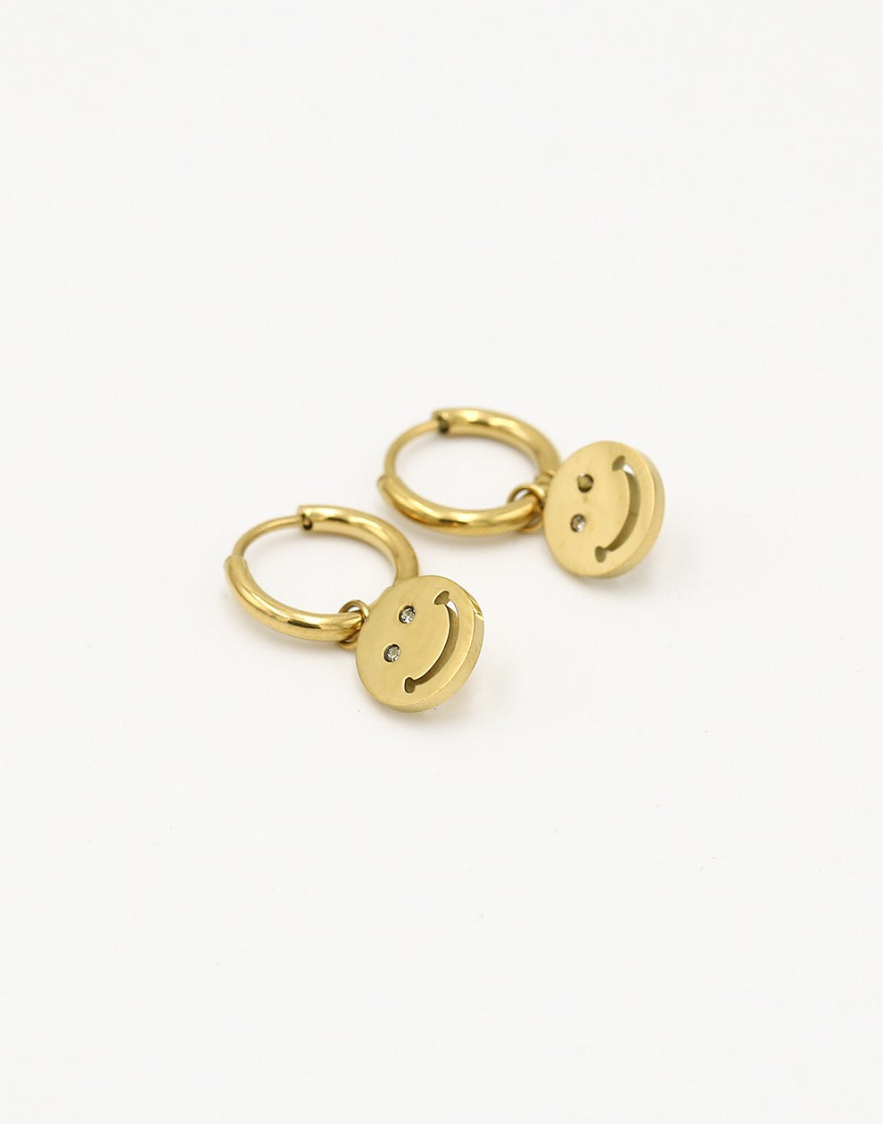 Oorringen smiley hanger goudkleurig