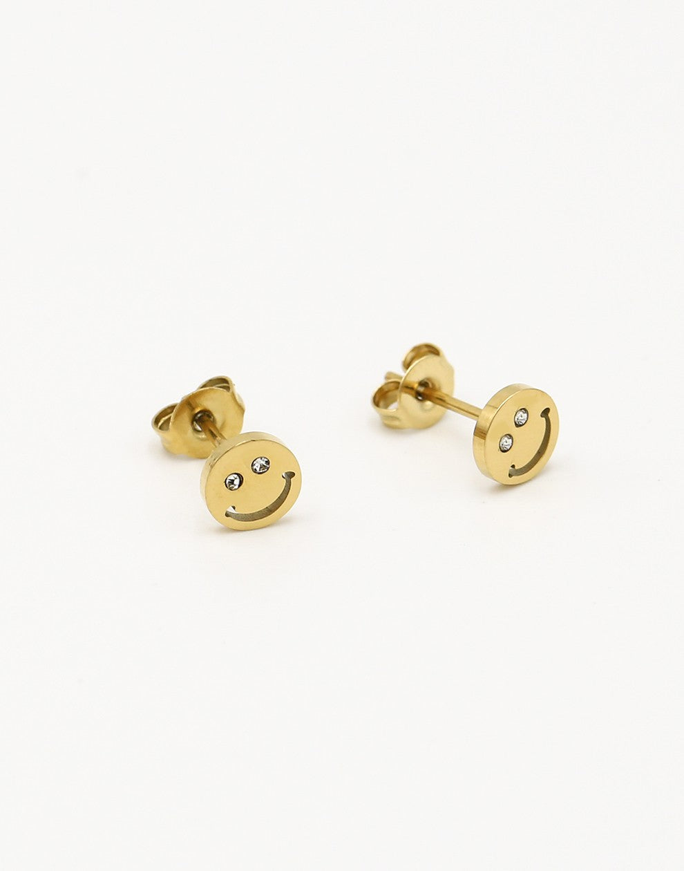 Studs smiley goudkleurig