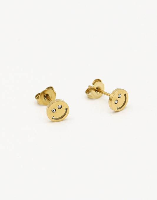 Studs smiley goudkleurig