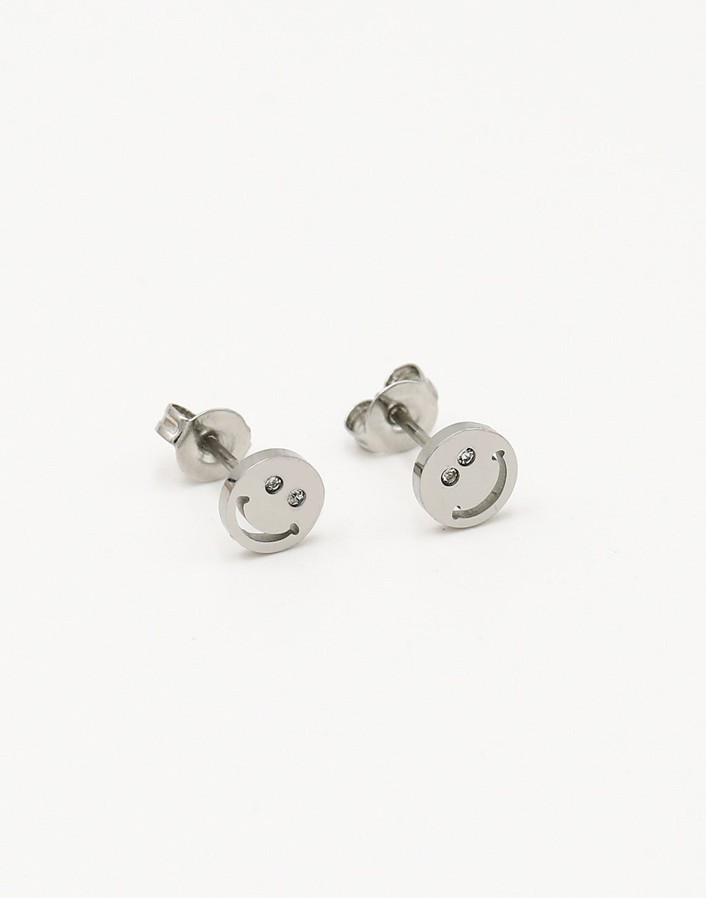 Studs smiley zilverkleurig