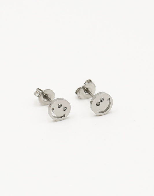 Studs smiley zilverkleurig