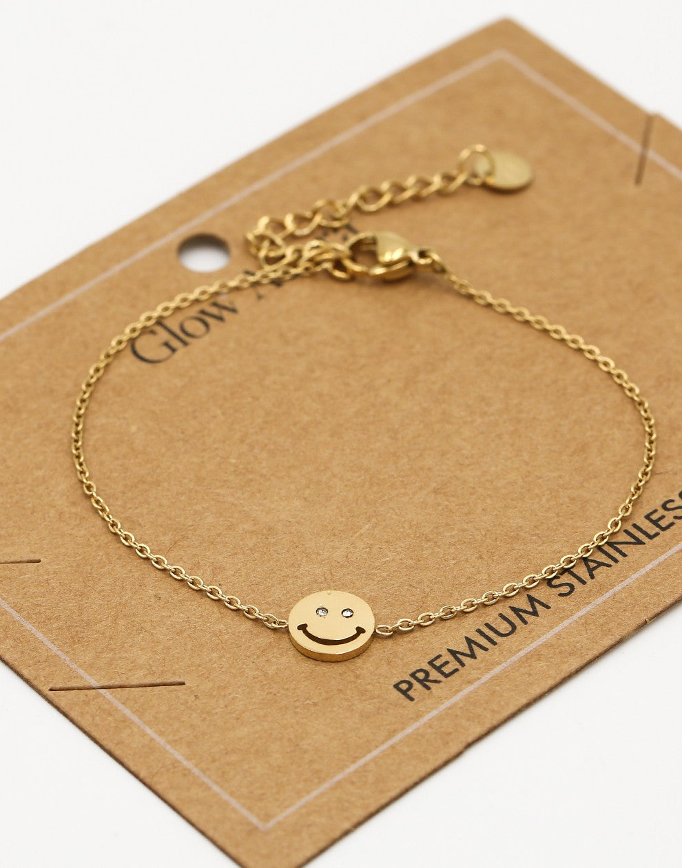 Armband smiley goudkleurig