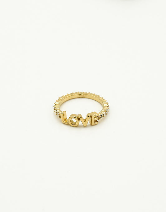 Zirkonia ring love goudkleurig