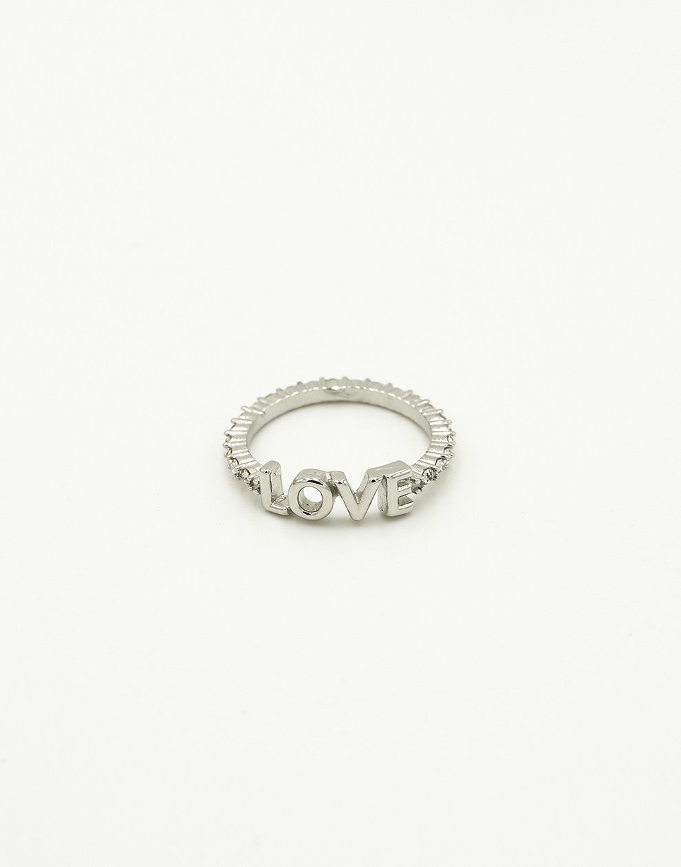 Zirkonia ring love zilverkleurig