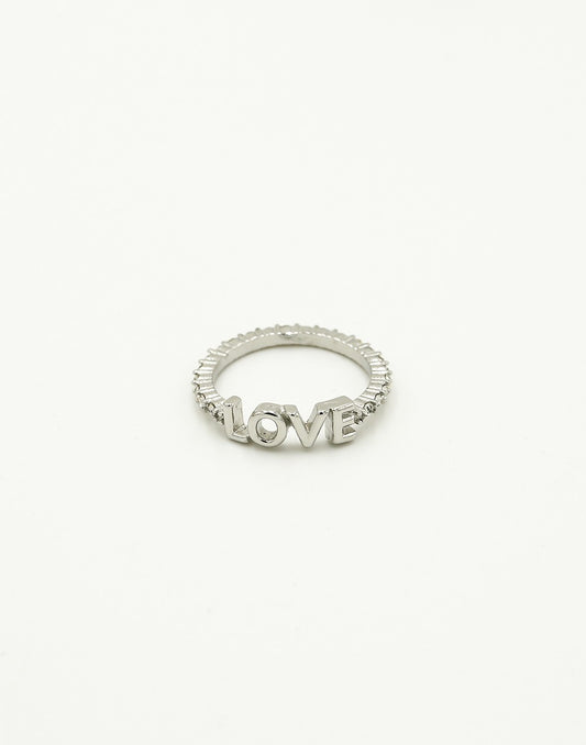 Zirkonia ring love zilverkleurig