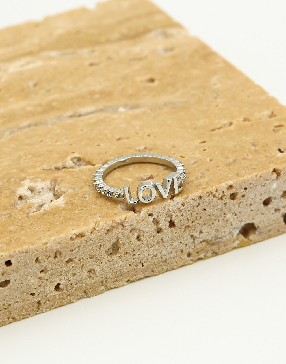 Zirkonia ring love zilverkleurig