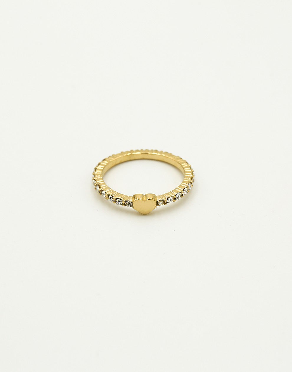 Zirkonia ring hartje goudkleurig
