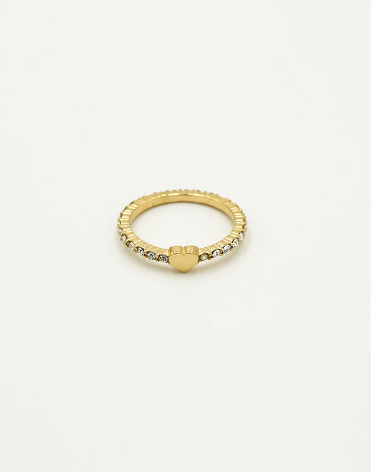 Zirkonia ring hartje goudkleurig