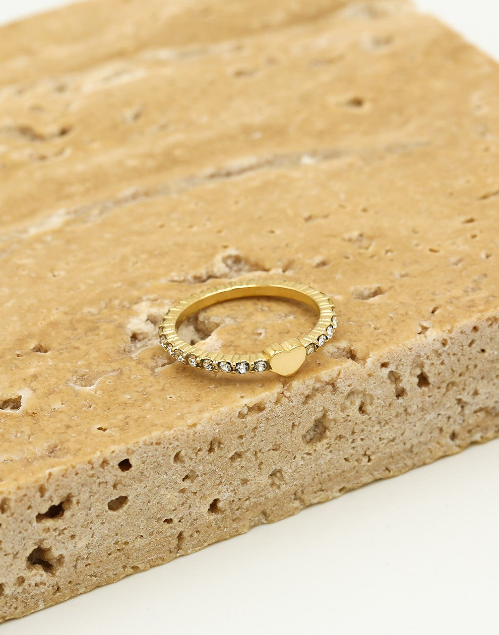 Zirkonia ring hartje goudkleurig