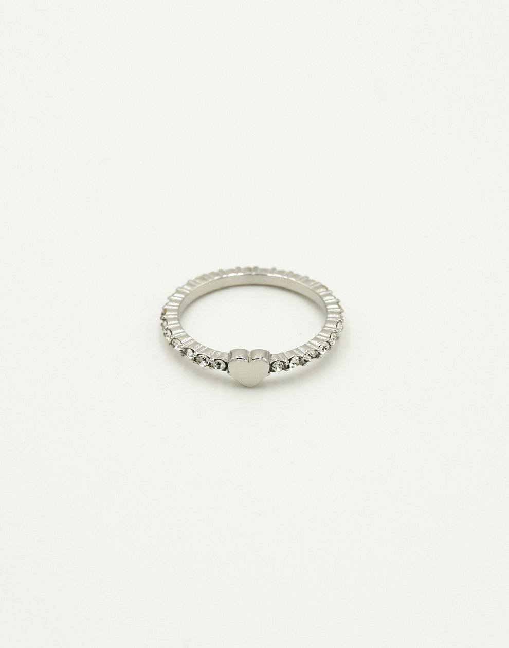 Zirkonia ring hartje zilverkleurig