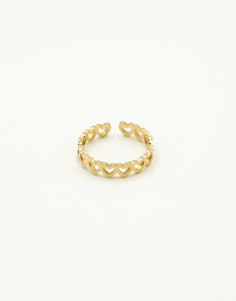 Ring hartjes goudkleurig