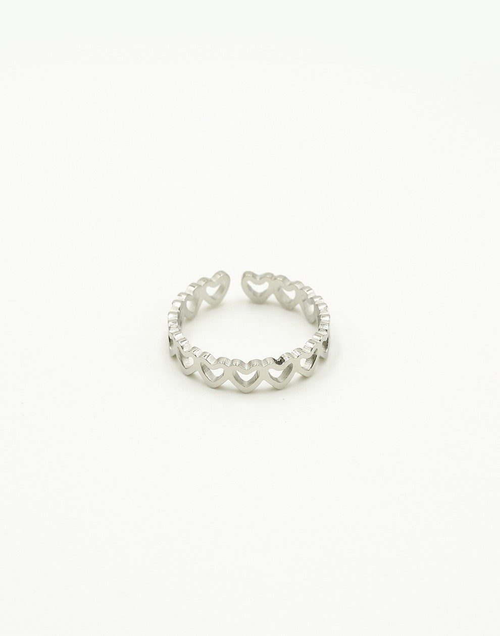 Ring hartjes zilverkleurig