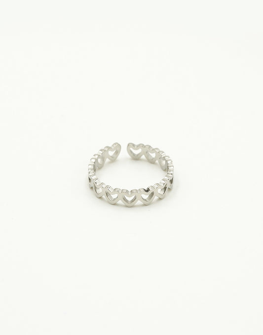 Ring hartjes zilverkleurig