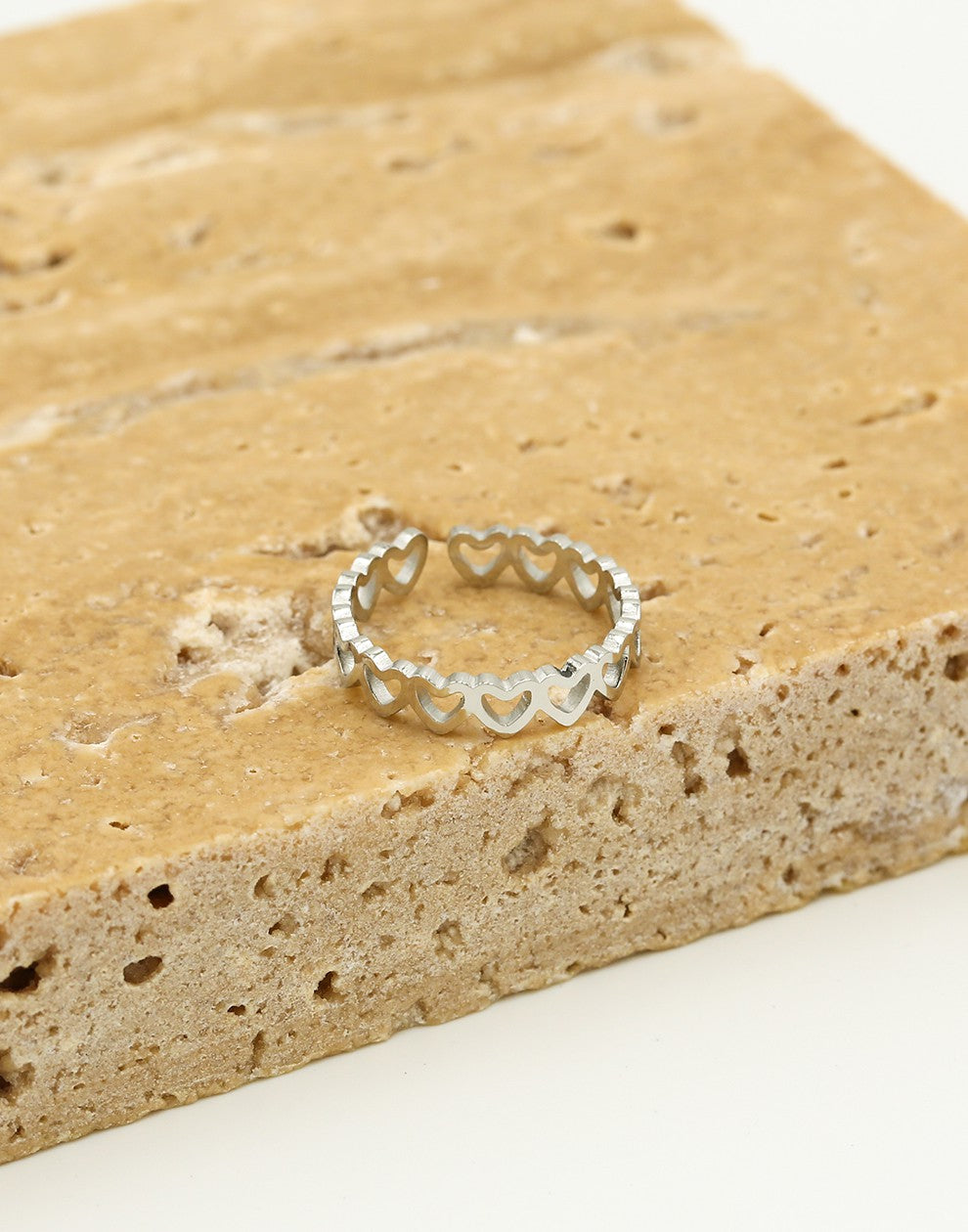 Ring hartjes zilverkleurig