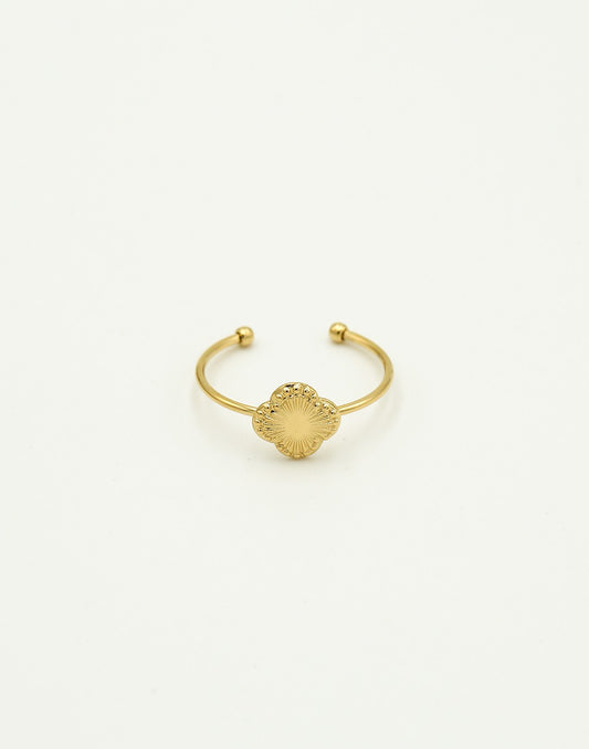 Ring klaver glinster goudkleurig